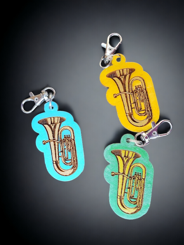 Wooden Instrument Keychain - Brass