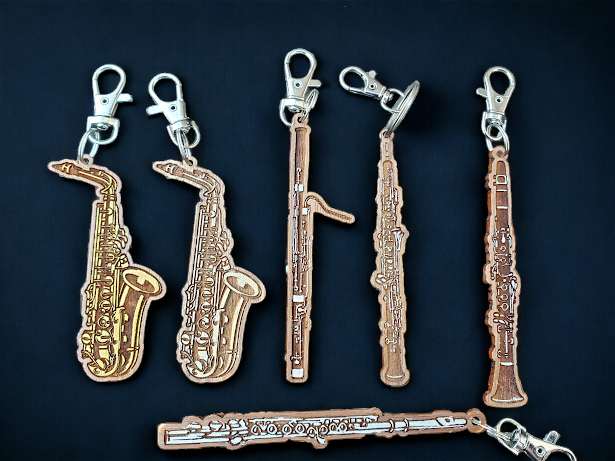 Wooden Instrument Keychain - Woodwinds