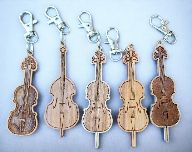 Wooden Instrument Keychain - Strings