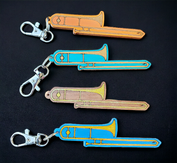 Wooden Instrument Keychain - Brass