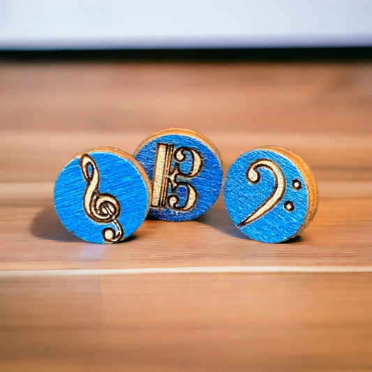 Musical Clefs Earring Studs, Faux Gauges/Plugs