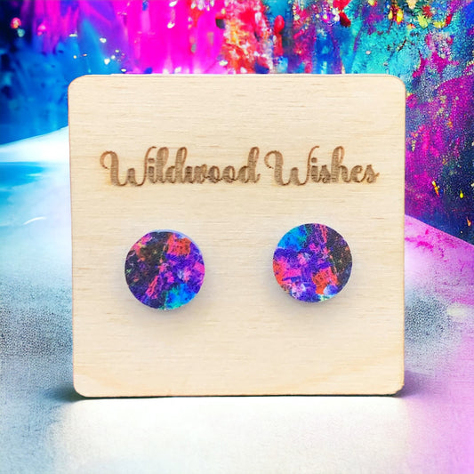 Multicolor Confetti Stud Earrings, Faux Gauges/Plugs