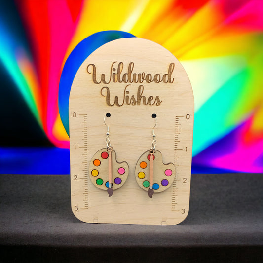 Paint Palette Wooden Earrings