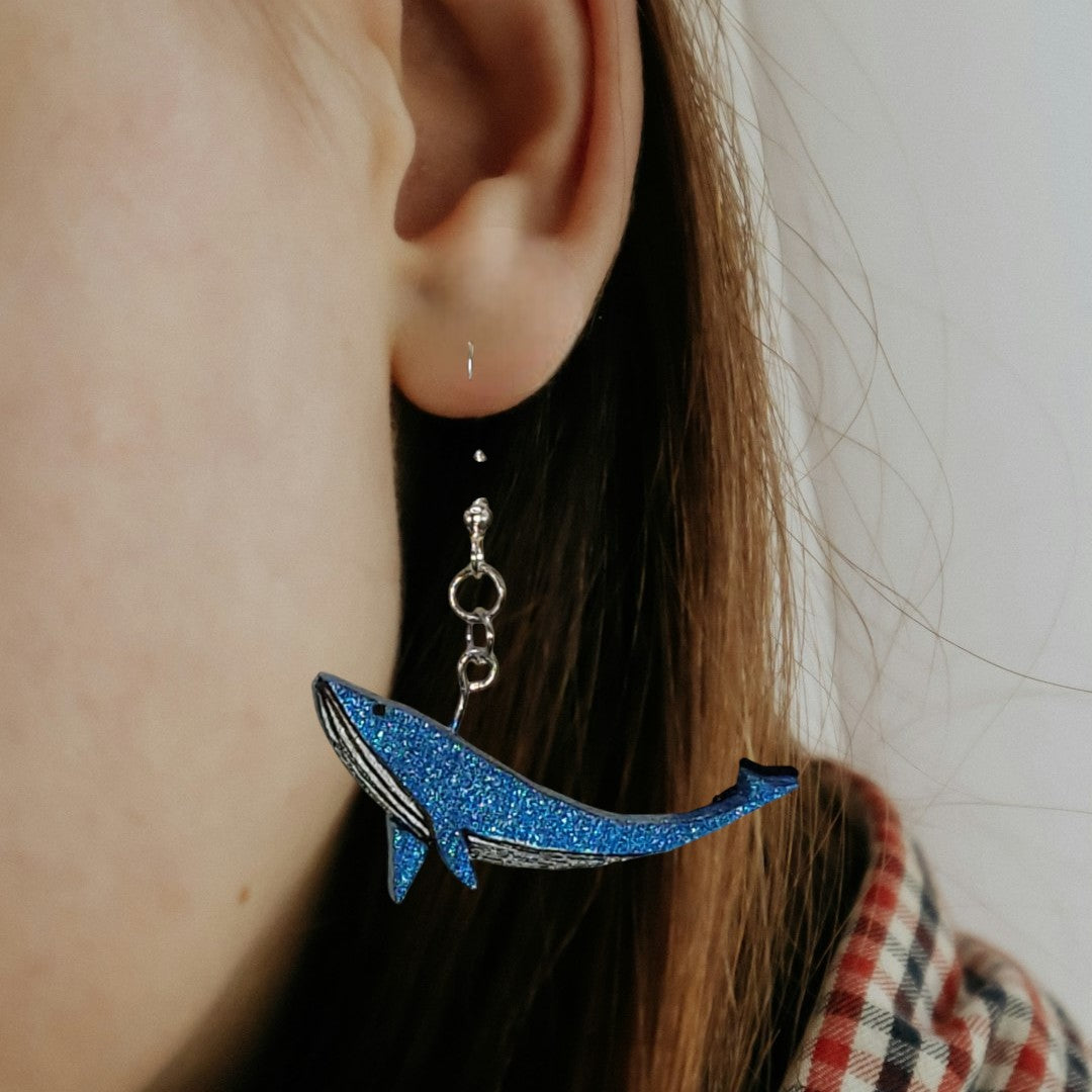 Blue Whale Dangling Earrings