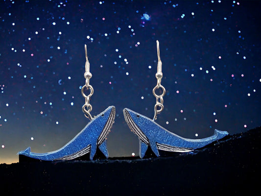 Blue Whale Dangling Earrings