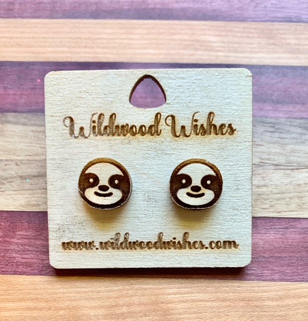 Sloth Face - Stud Earrings, Faux Gauges/Plugs