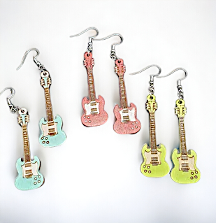 Strat Electric Guitar Dangling Earrings