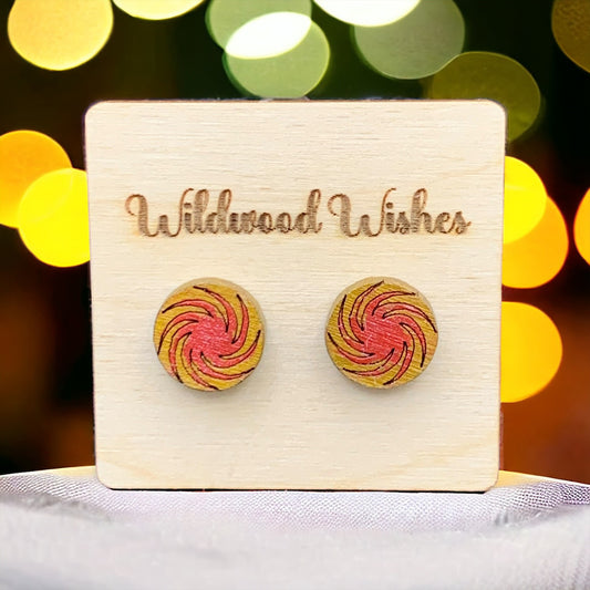 Sun Swirl Geometric Stud Earrings, Faux Gauges/Plugs